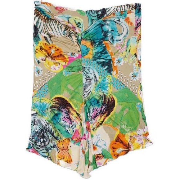 Blumarine Dresses & Skirts - Blumarine Animal + Floral Silk Skirt